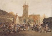 William Henry Pyne The Pig Market,Bedford with a View of St Mary's Church (mk47) Spain oil painting reproduction